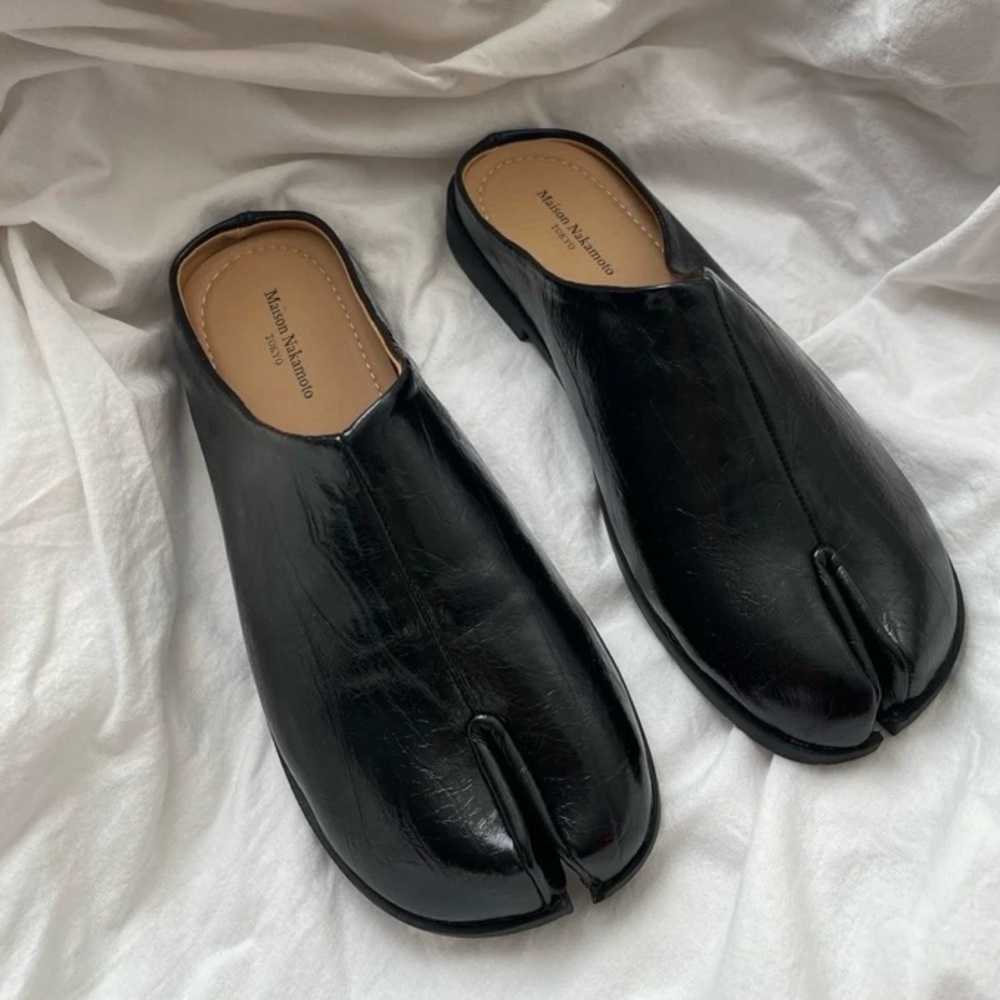 Maison Nakamoto Tokyo Black Tabi Mules Ganza Size 42/US 11